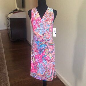 NWT Lauren Ralph Lauren bright paisley midi dress, size S/P.